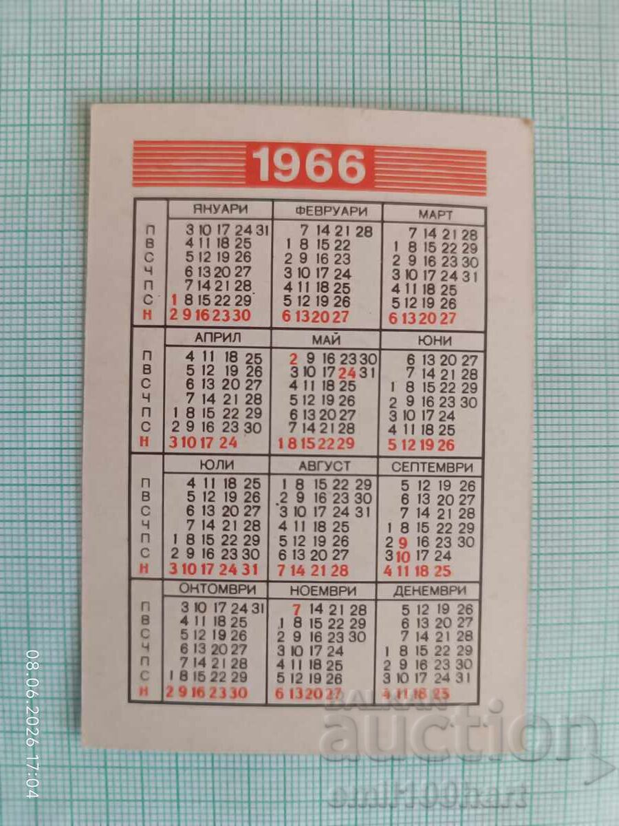 Calendar ZOM Elin Pelin 1966 Fabrica de materiale refractare cu preț € 2.00 | 3.91 BGN