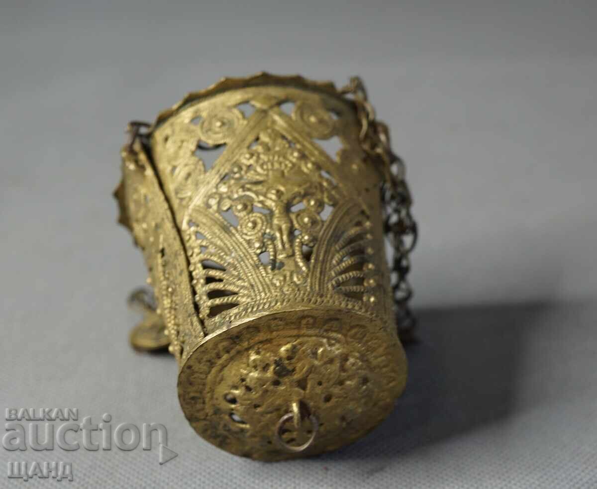 Veche candelă din bronz de la o icoană de casă - 5