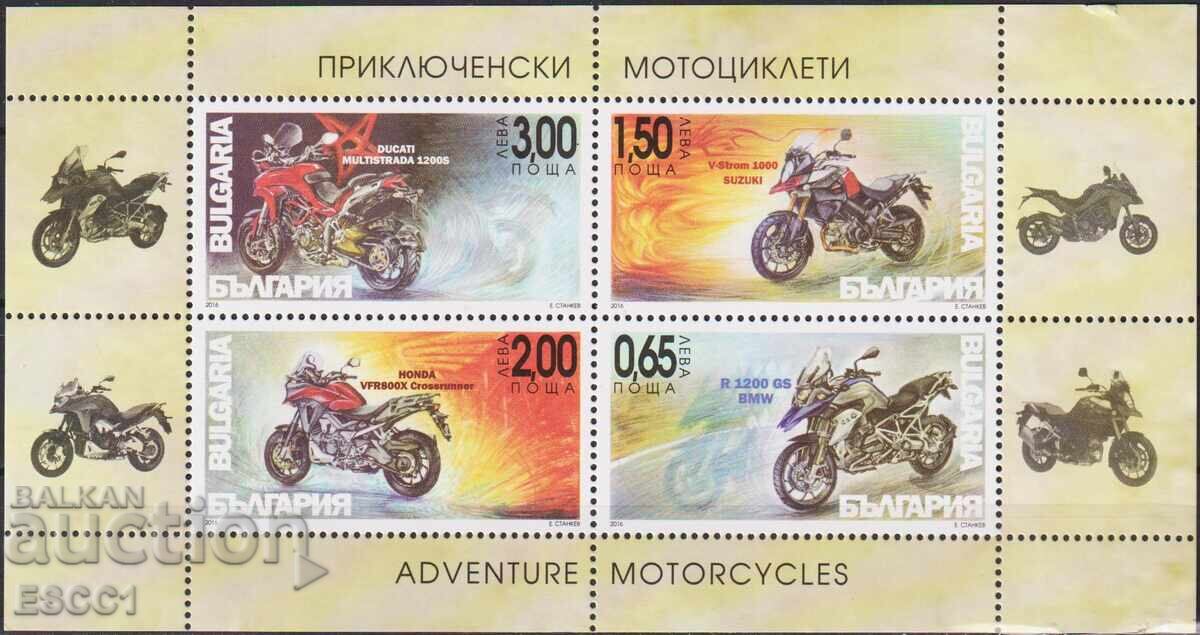 Καθαρά γραμματόσημα σε μικρό φύλλο Μεταφορές Μοτοσυκλέτες 2016 Βουλγαρία