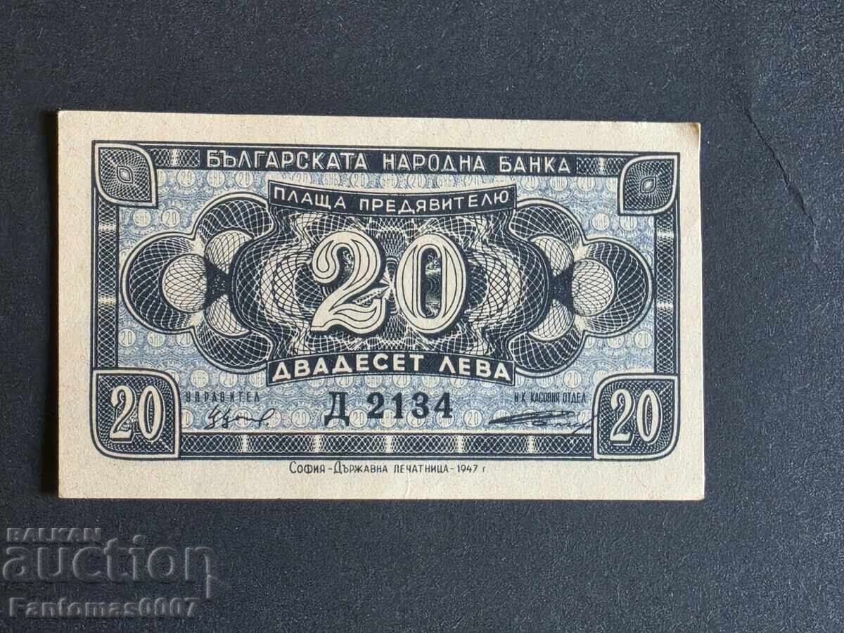 20 LEVA 1947 UNC