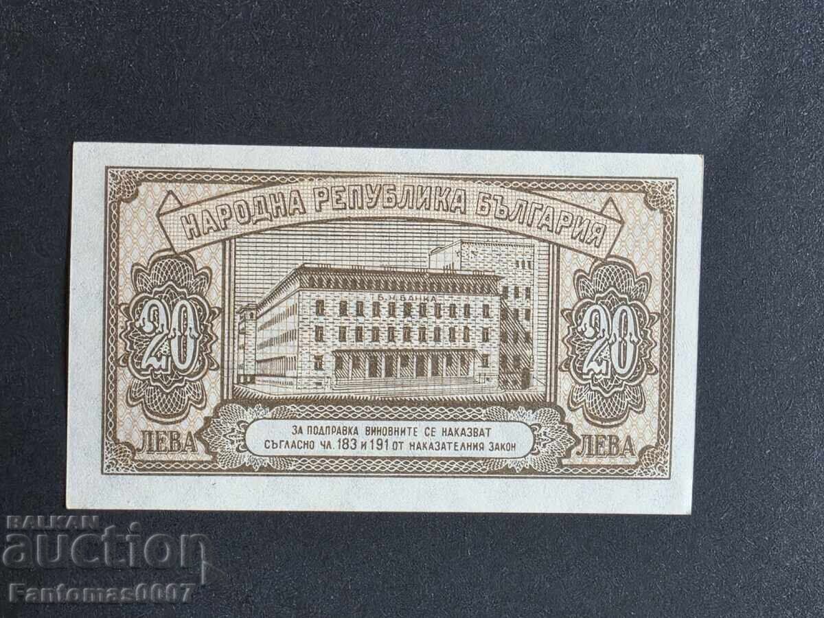 Licitație 20 LEVA 1950 UNC Licitație 20 LEVA 1950 UNC