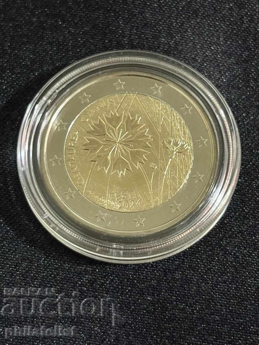 Estonia 2024 – 2 euro – Albăstreaua, floarea națională a Estoniei /c
