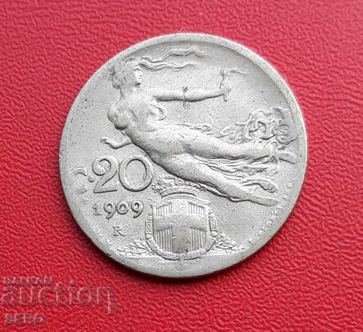 Italia - 20 cenți 1909