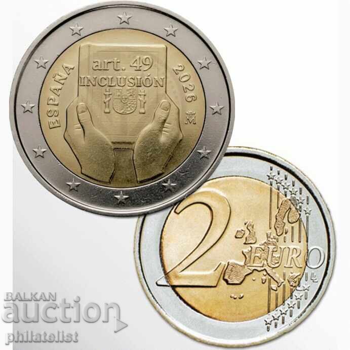 Spania 2026 - 2 euro - Articolul 49 din Constituție UNC