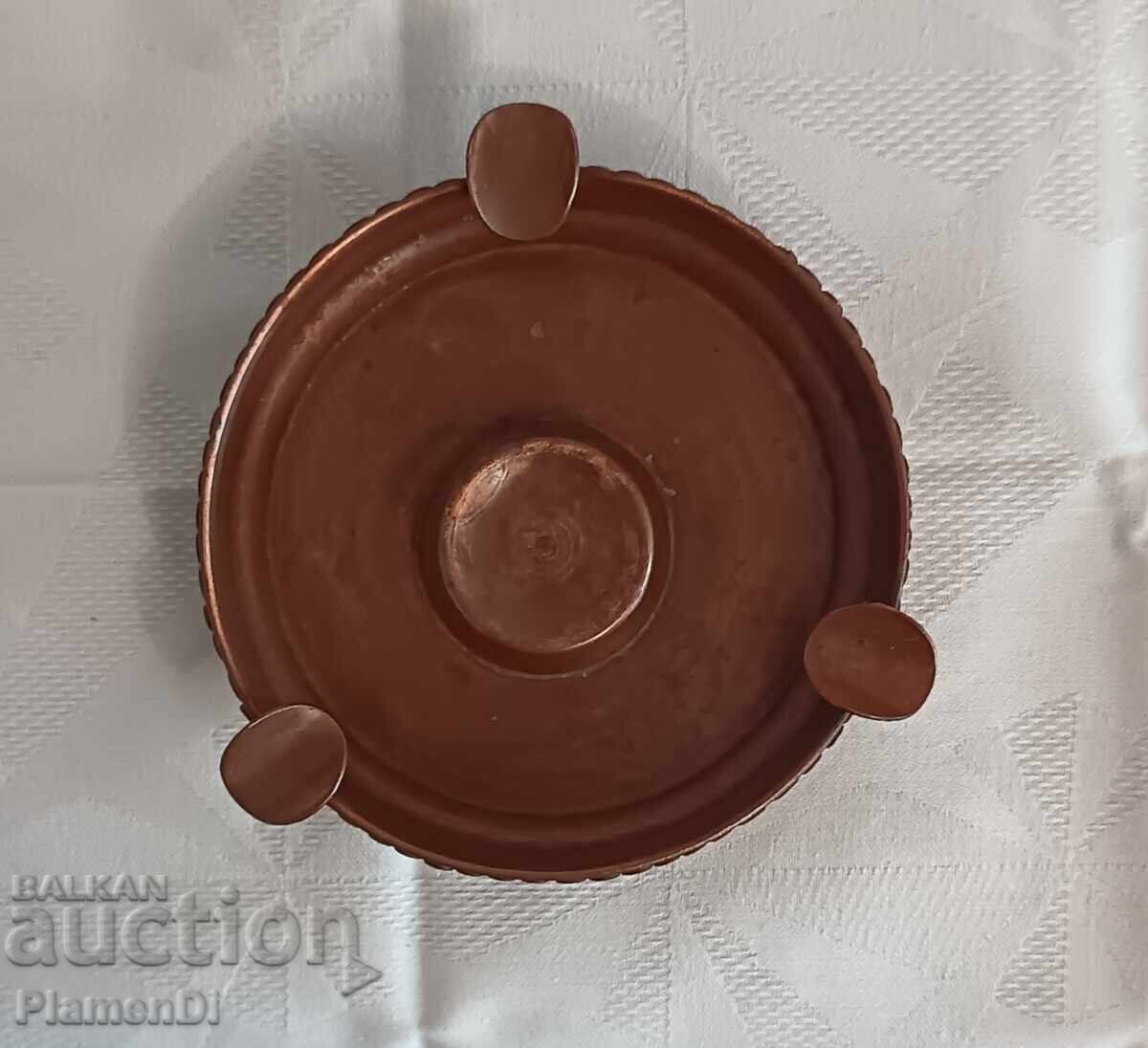 Scrumieră vintage din cupru cu margine filigranată, lucrată manual - 5