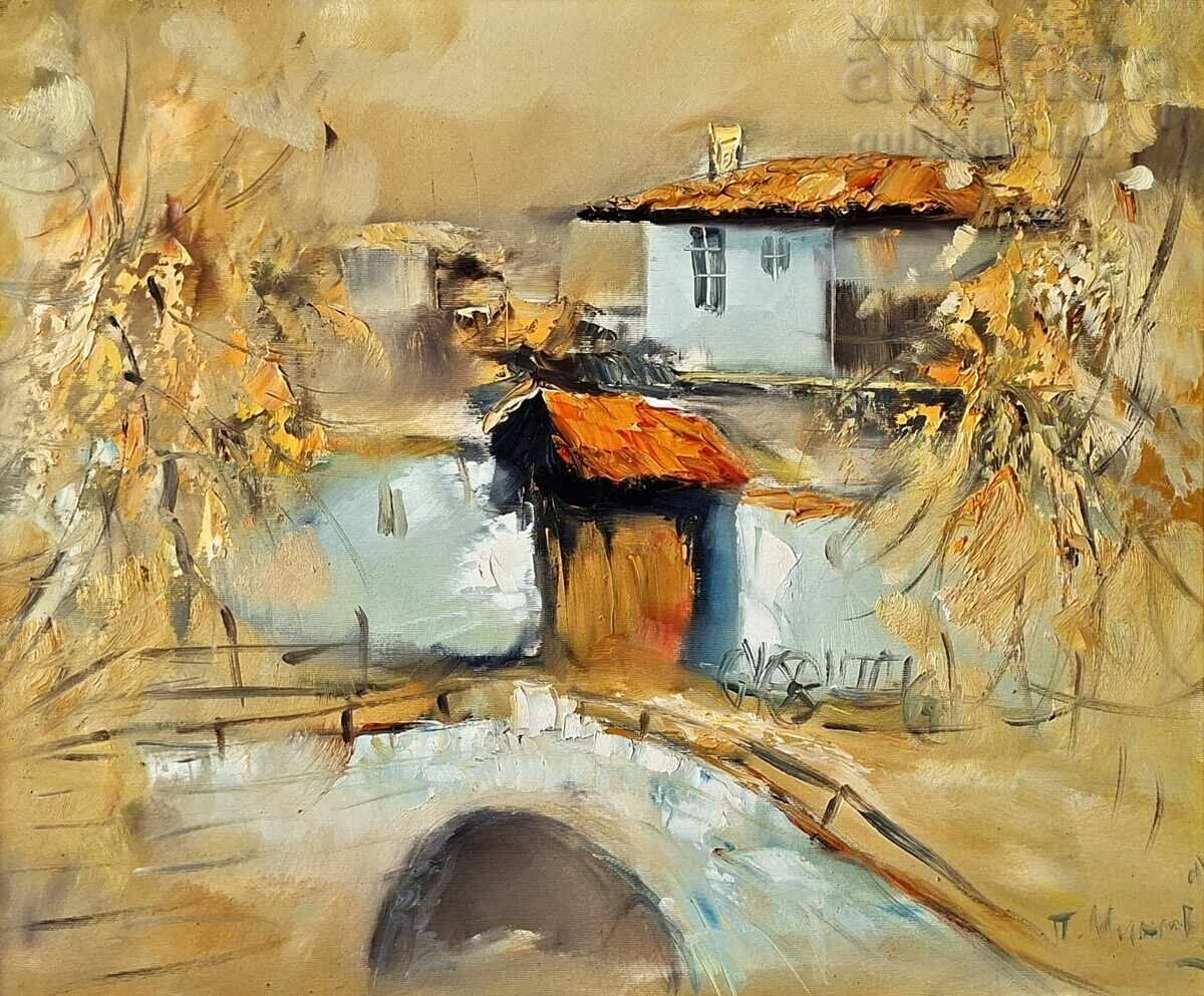 Tablou, peisaj, case, art. P. Mitkov cu preț € 2900.00 | 5671.93 BGN
