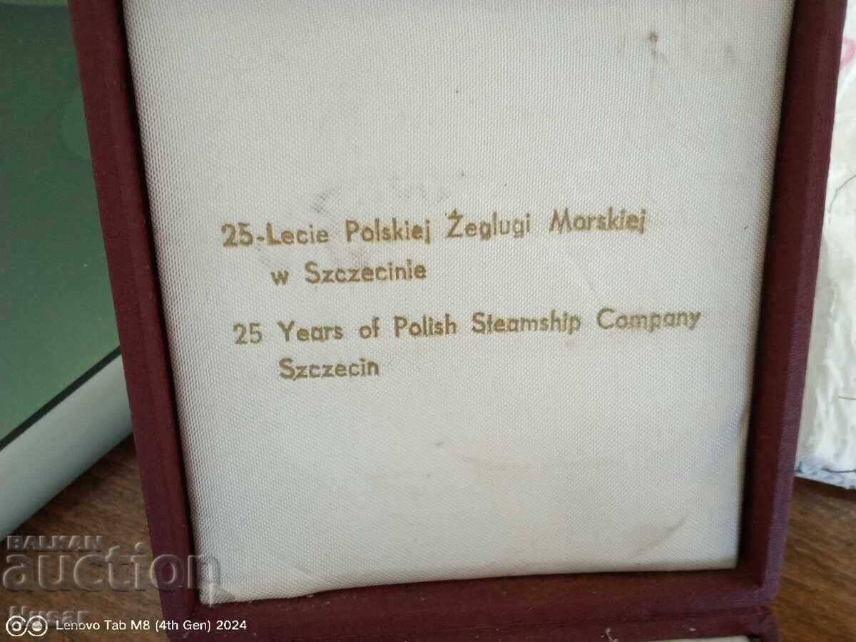 Παράδοση Πολωνική μεγάλη θαλασσινή επαργυρωμένη πλακέτα πλοίο, θάλασσα