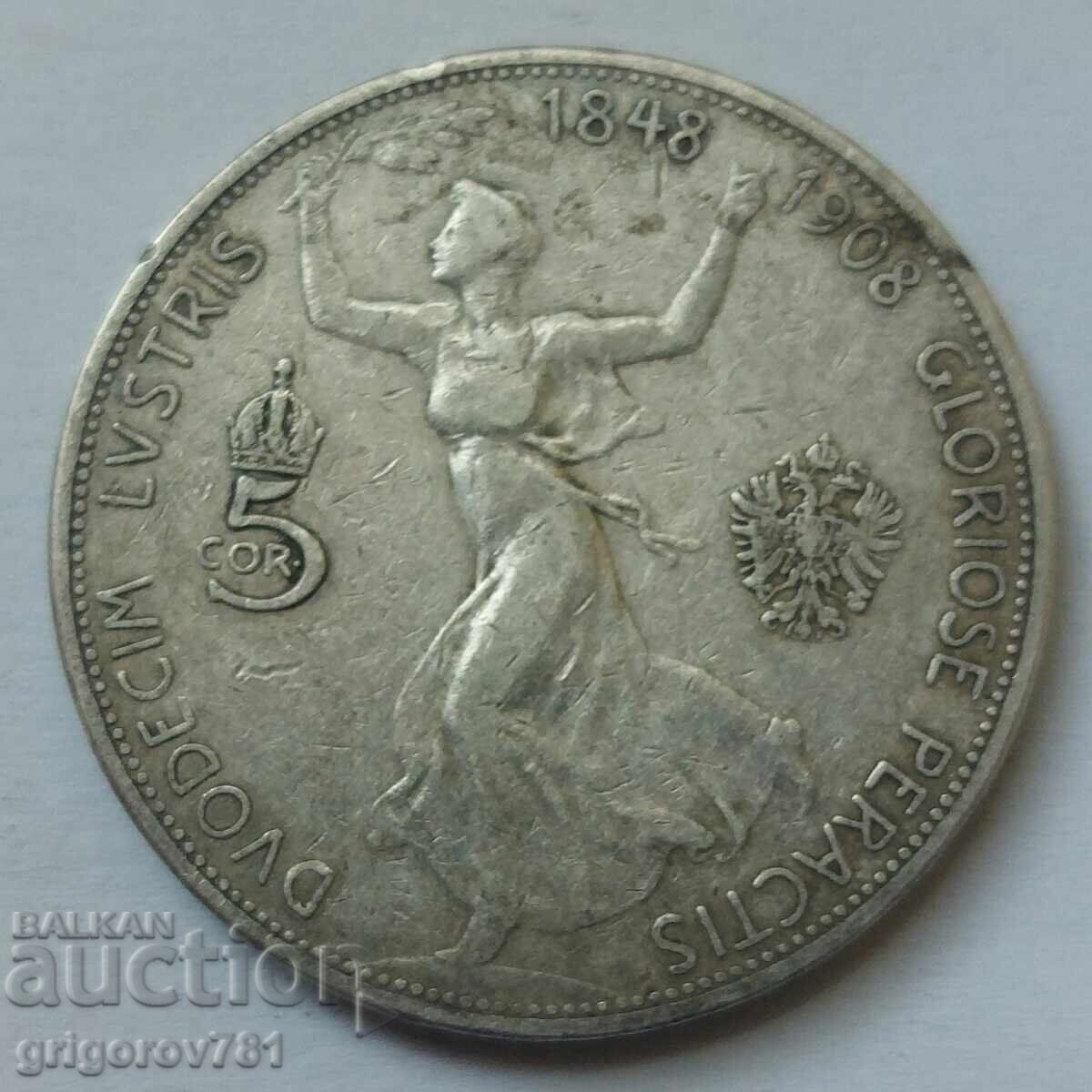 5 coroane argint 1908 Austria - monedă de argint