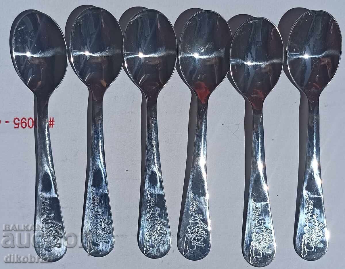 6 Dessert Spoons - The Grandfather Pulls the Turnip - VT - from the socialist era with price € 9.00 | 17.60 BGN 6 Dessert Spoons - The Grandfather Pulls the Turnip - VT - from the socialist era with price € 9.00 | 17.60 BGN