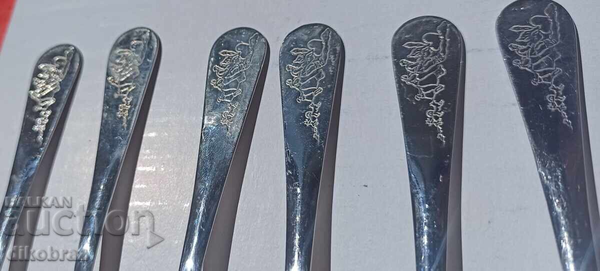 Auction 6 Dessert Spoons - The Grandfather Pulls the Turnip - VT - from the socialist era Auction 6 Dessert Spoons - The Grandfather Pulls the Turnip - VT - from the socialist era