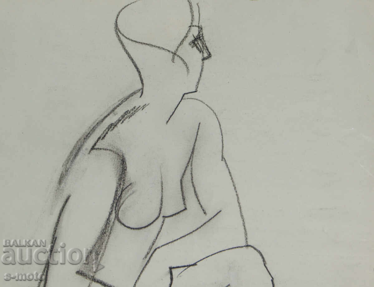 Licitație Desen vechi portret nud