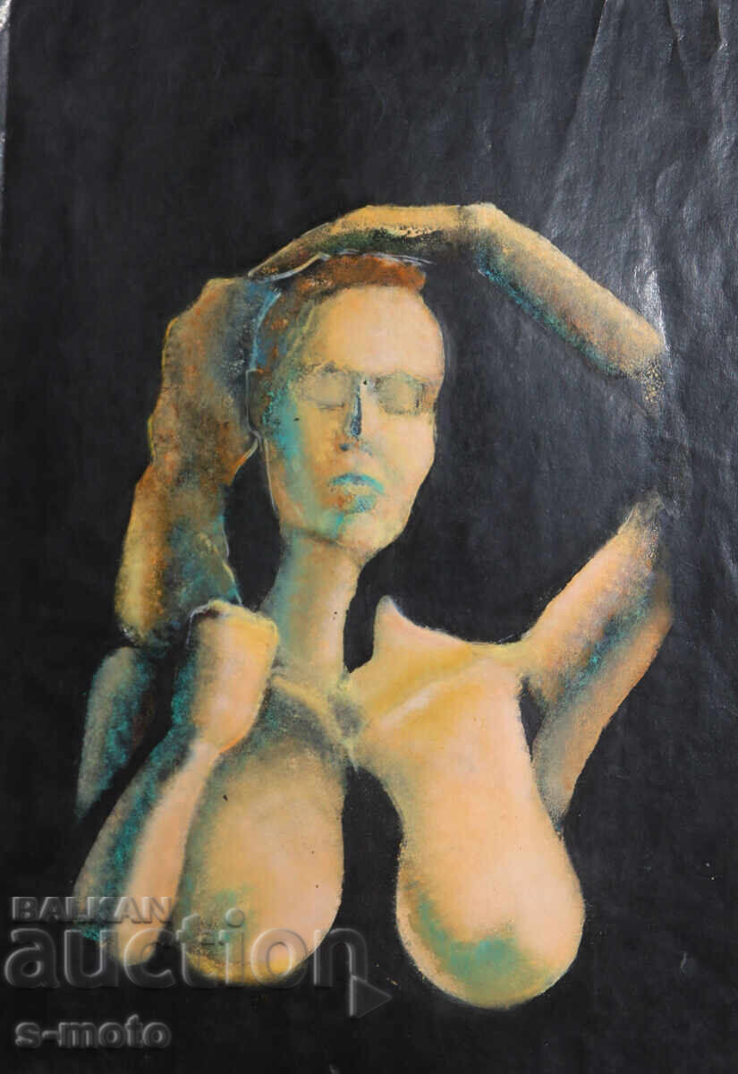 Painting mixed media portrait nude body with price € 200.00 | 391.17 BGN