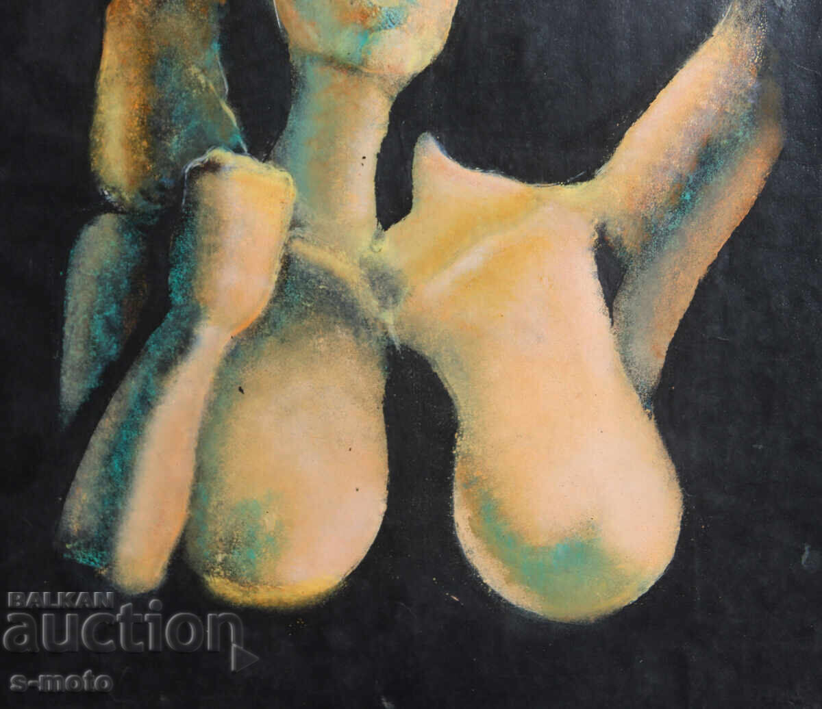Painting mixed media portrait nude body - 7