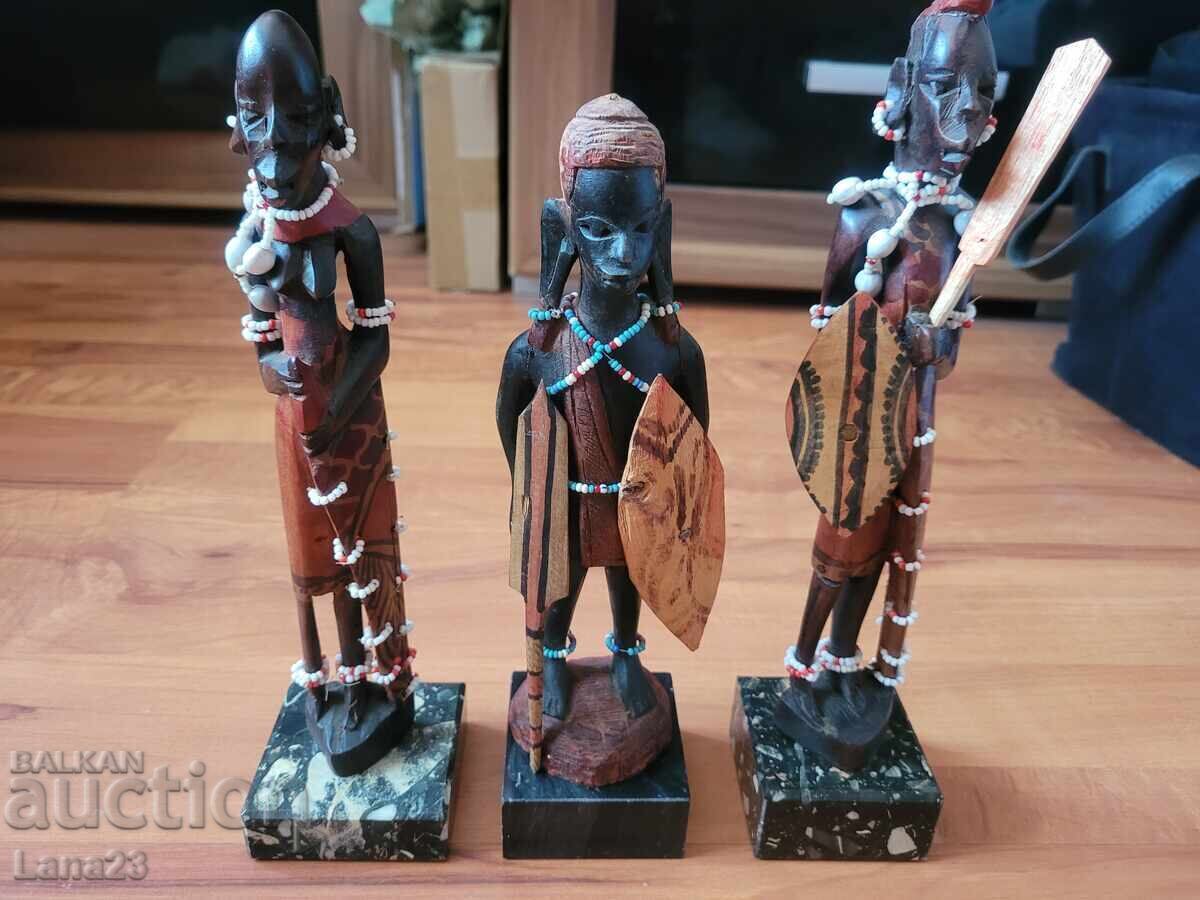 Figurine africane din lemn, decorațiune vintage - 7