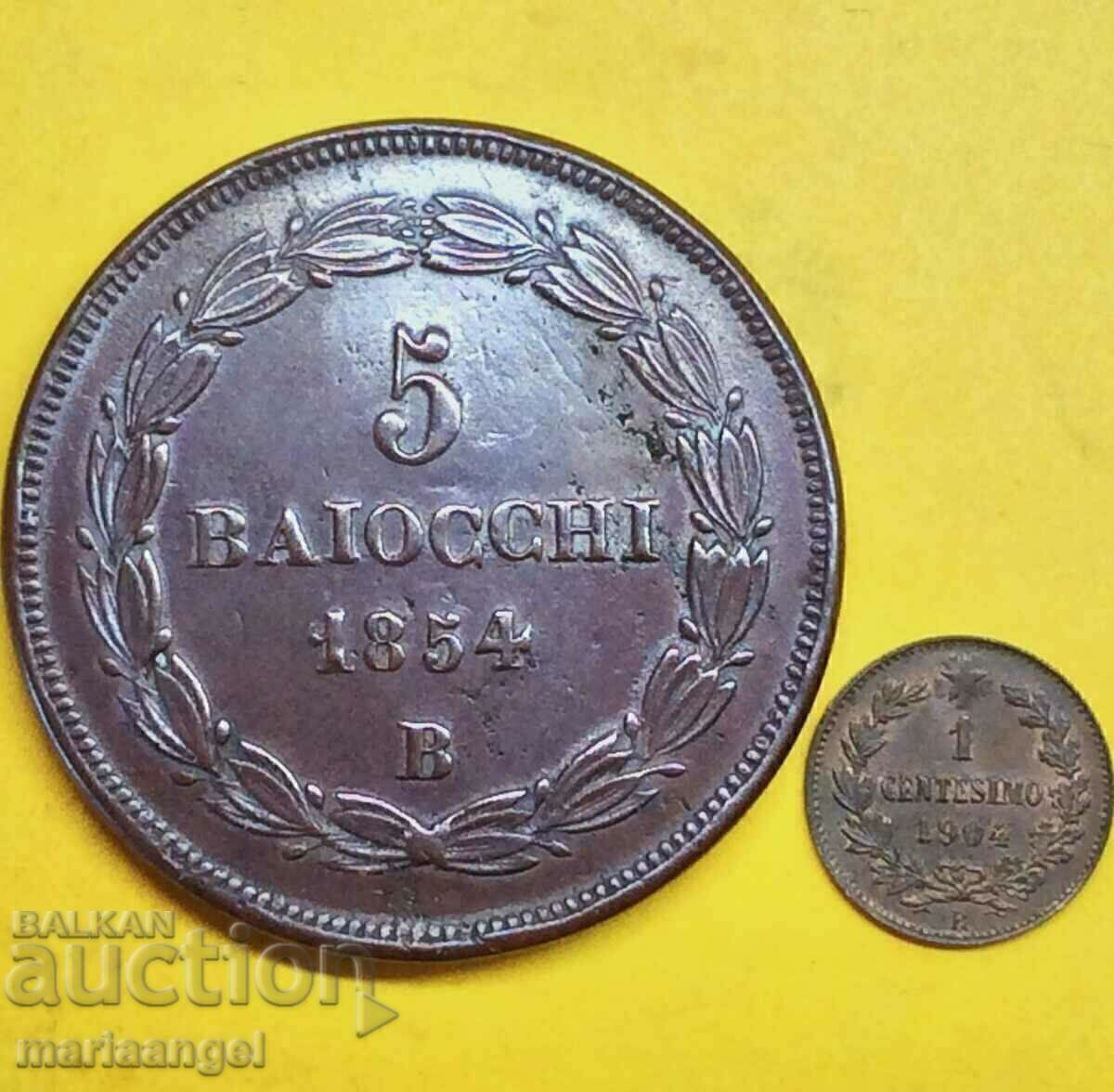 Licitație 5 bayochi 1854 Vatican 40mm 39.67g Pius IX