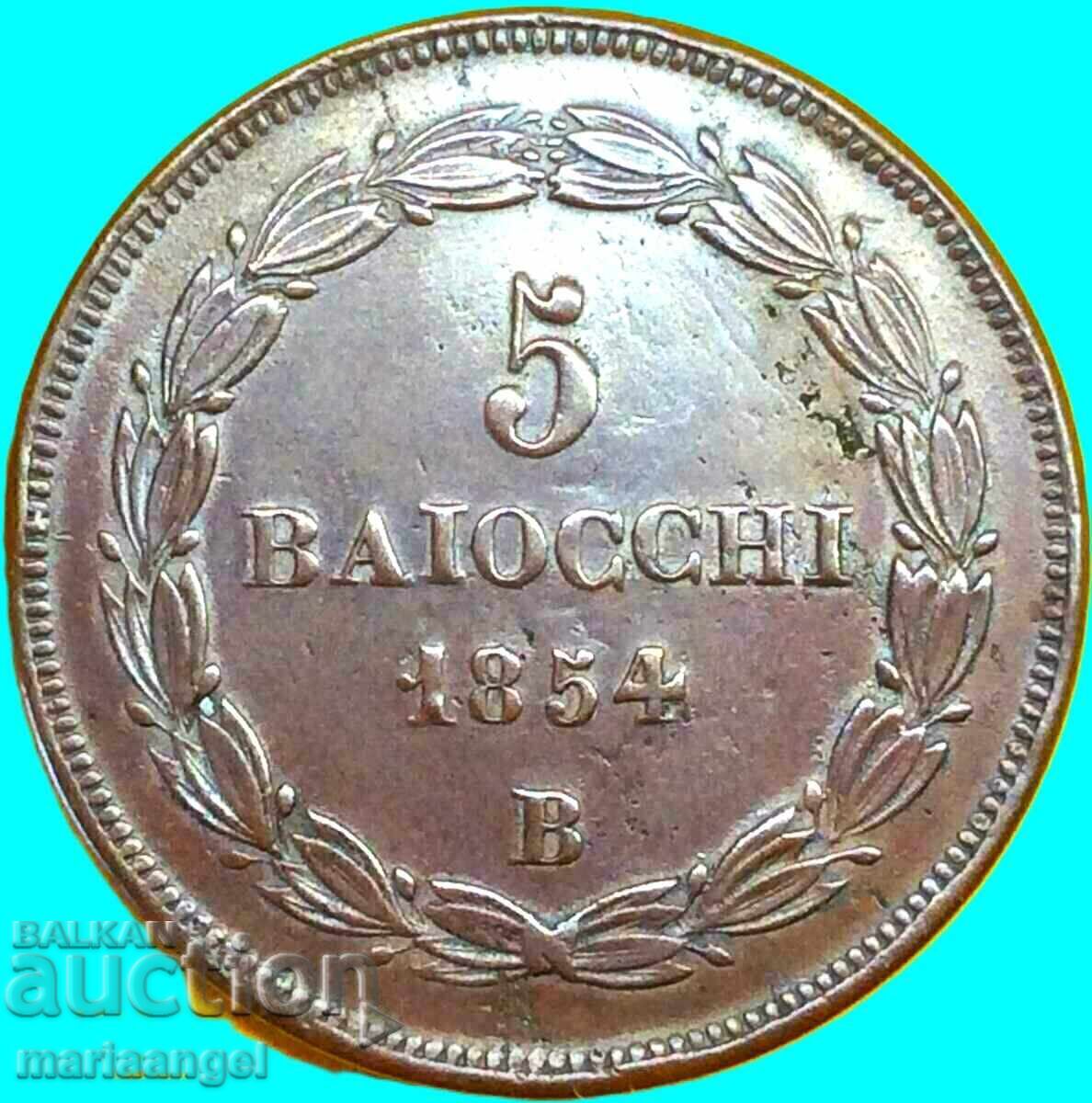 Livrarea 5 bayochi 1854 Vatican 40mm 39.67g Pius IX
