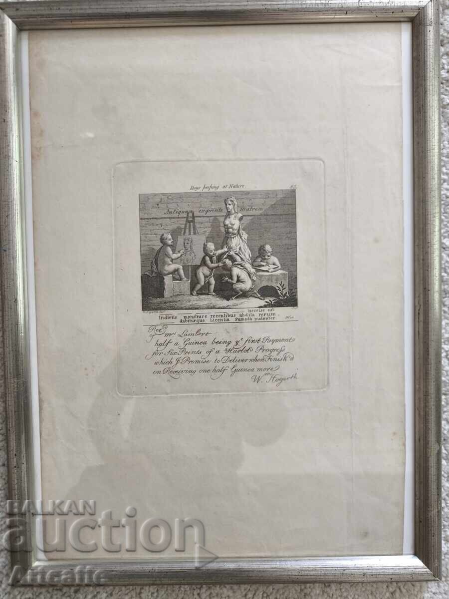 Αντικέ χαλκογραφία του William Hogarth σε ξύλινη κορνίζα με τιμή € 50.00 | 97.79 BGN