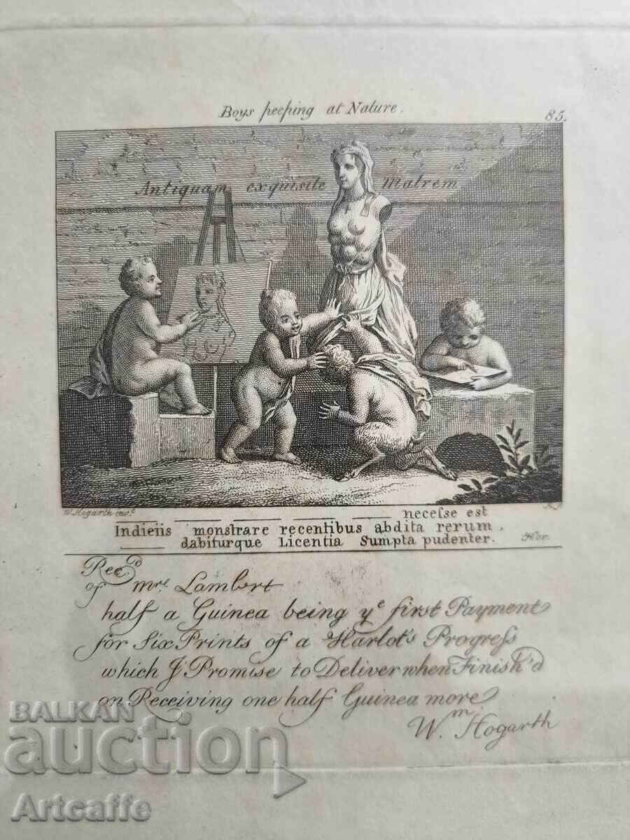 Δημοπρασία Αντικέ χαλκογραφία του William Hogarth σε ξύλινη κορνίζα
