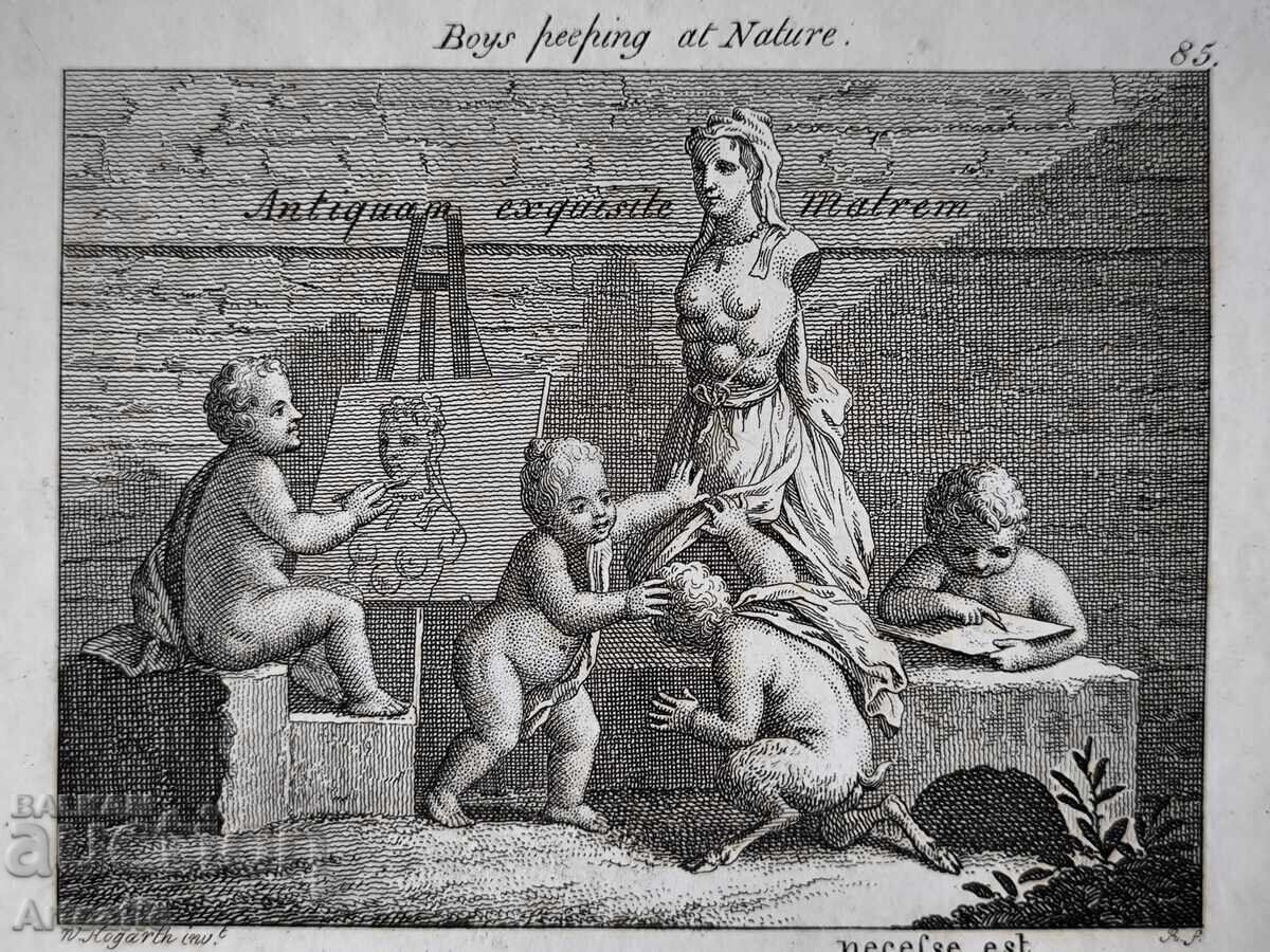 Παράδοση Αντικέ χαλκογραφία του William Hogarth σε ξύλινη κορνίζα