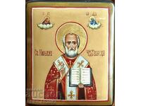 Hand-painted wooden box, St. Nicholas the Wonderworker, Palekh