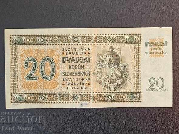 Slovacia 20 Coroane 1942 (Republica Slovacă) VF-XF cu preț € 22.00 | 43.03 BGN