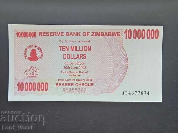 Zimbabwe 10 000 000 Dolari 2008 - Cec la purtător UNC