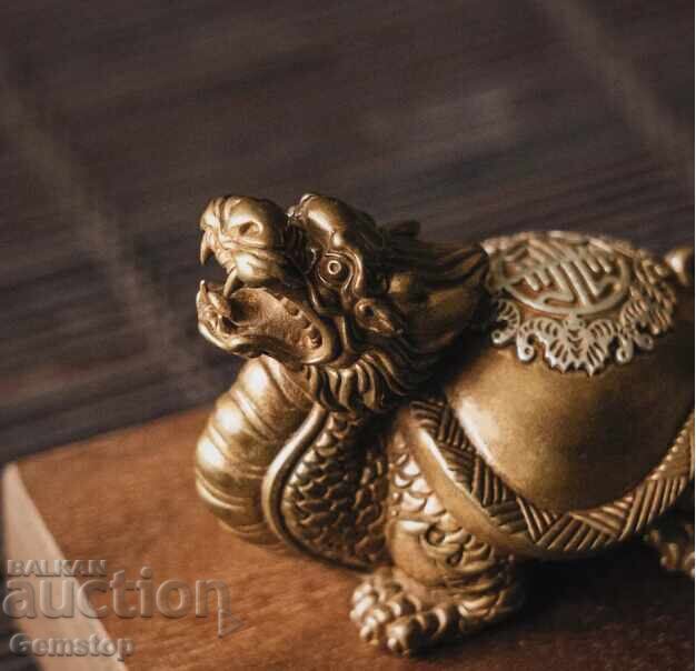 Licitație BC! 42g broască țestoasă dragon din bronz/alamă de la 1lv!