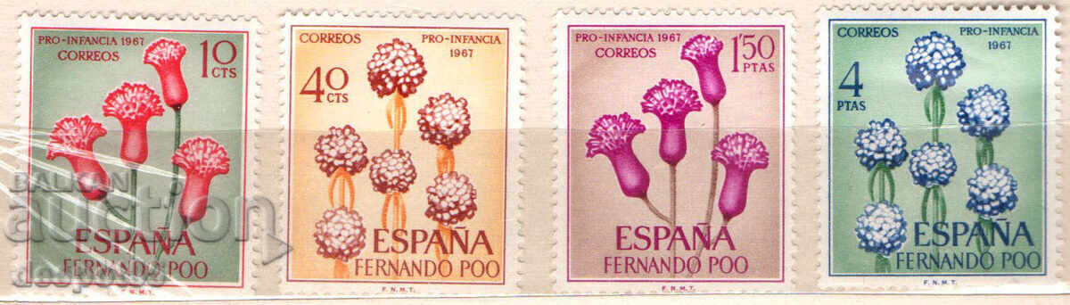 1967. Fernando Poo (span.). Mărci pentru tineret - Flori