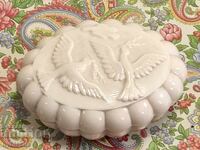 Pressed glass jewelry box, Art Deco