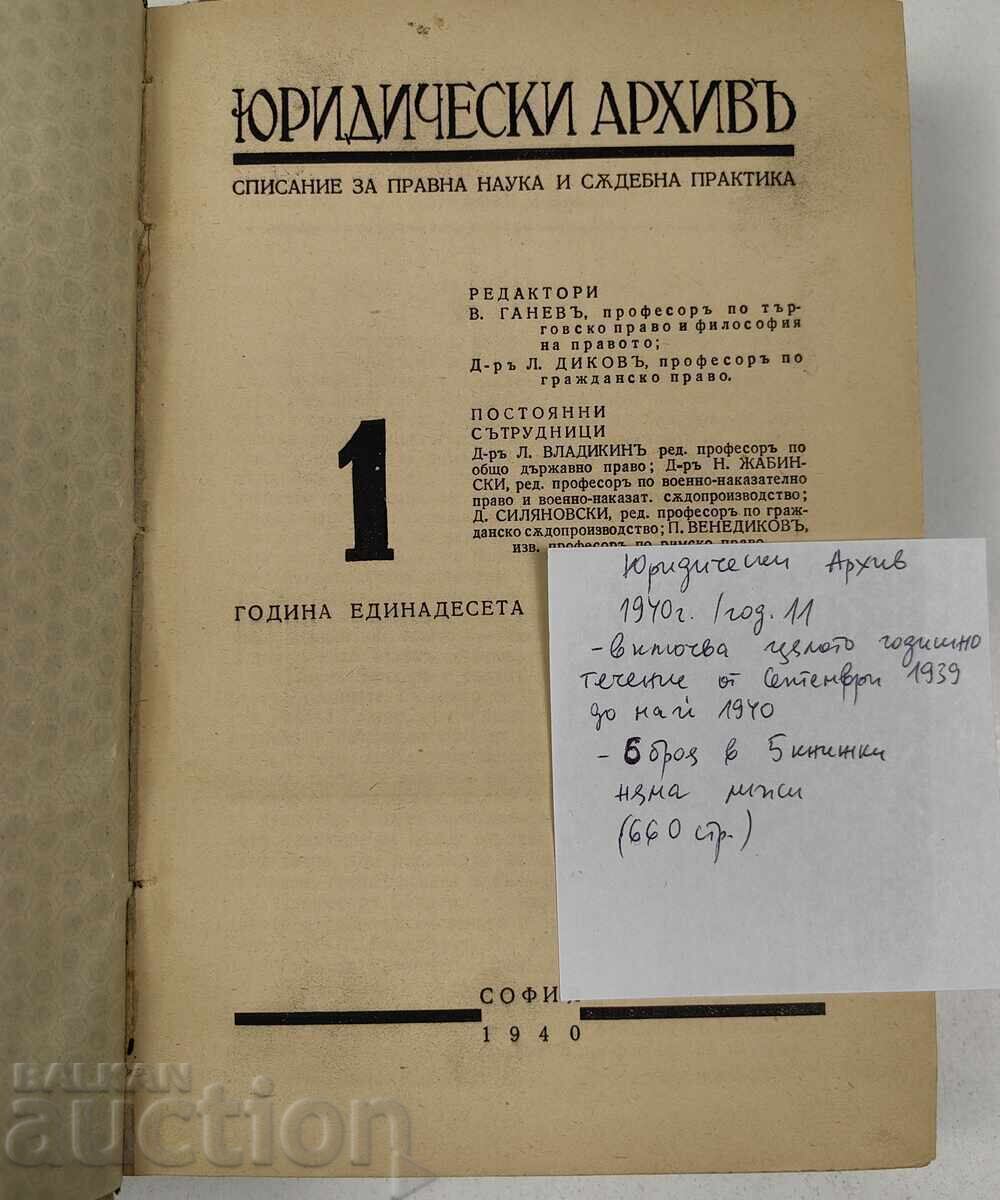 1940 ARHIVĂ JURIDICĂ REVISTĂ DREPT JURIDIC LEGE cu preț € 350.00 | 684.54 BGN