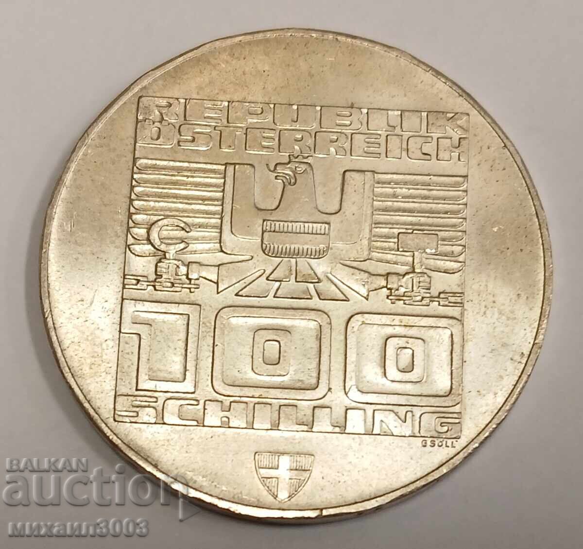 Austria 100 ȘILINGI 1976 argint titlu 640/1000 - 24 grame