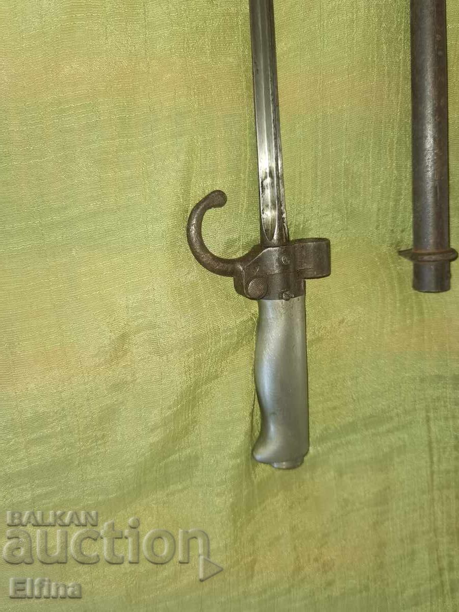 Baionetă veche „Gras” (Mle 1874) cu teacă – Pentru colecție - 5