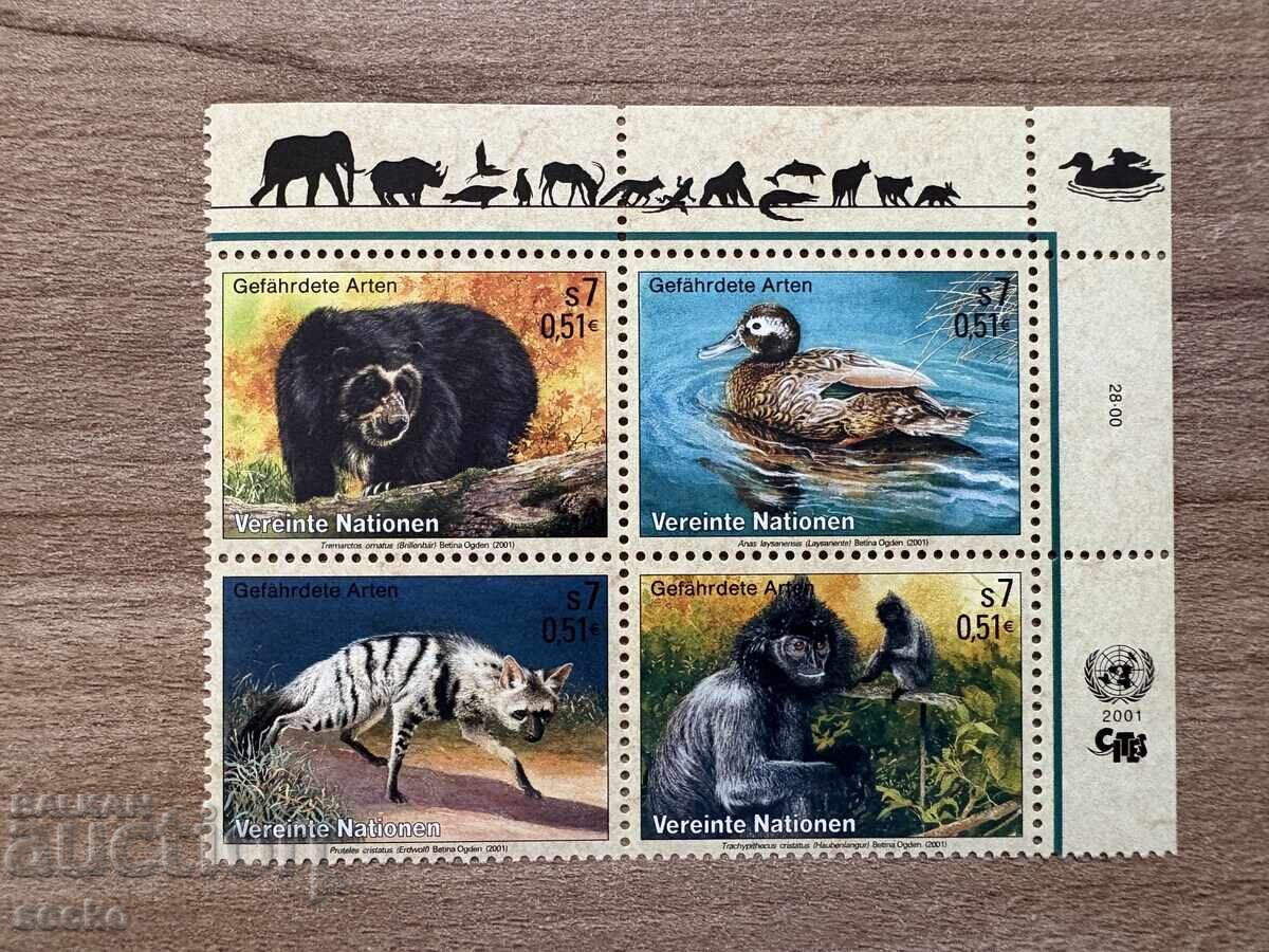 ONU Viena - Animale pe cale de dispariție (2001) MNH