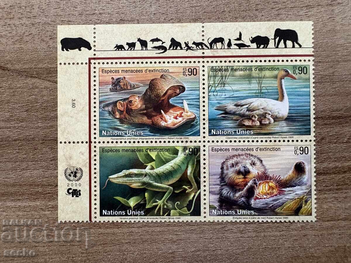 ONU Geneva - Animale pe cale de dispariție (2000) MNH