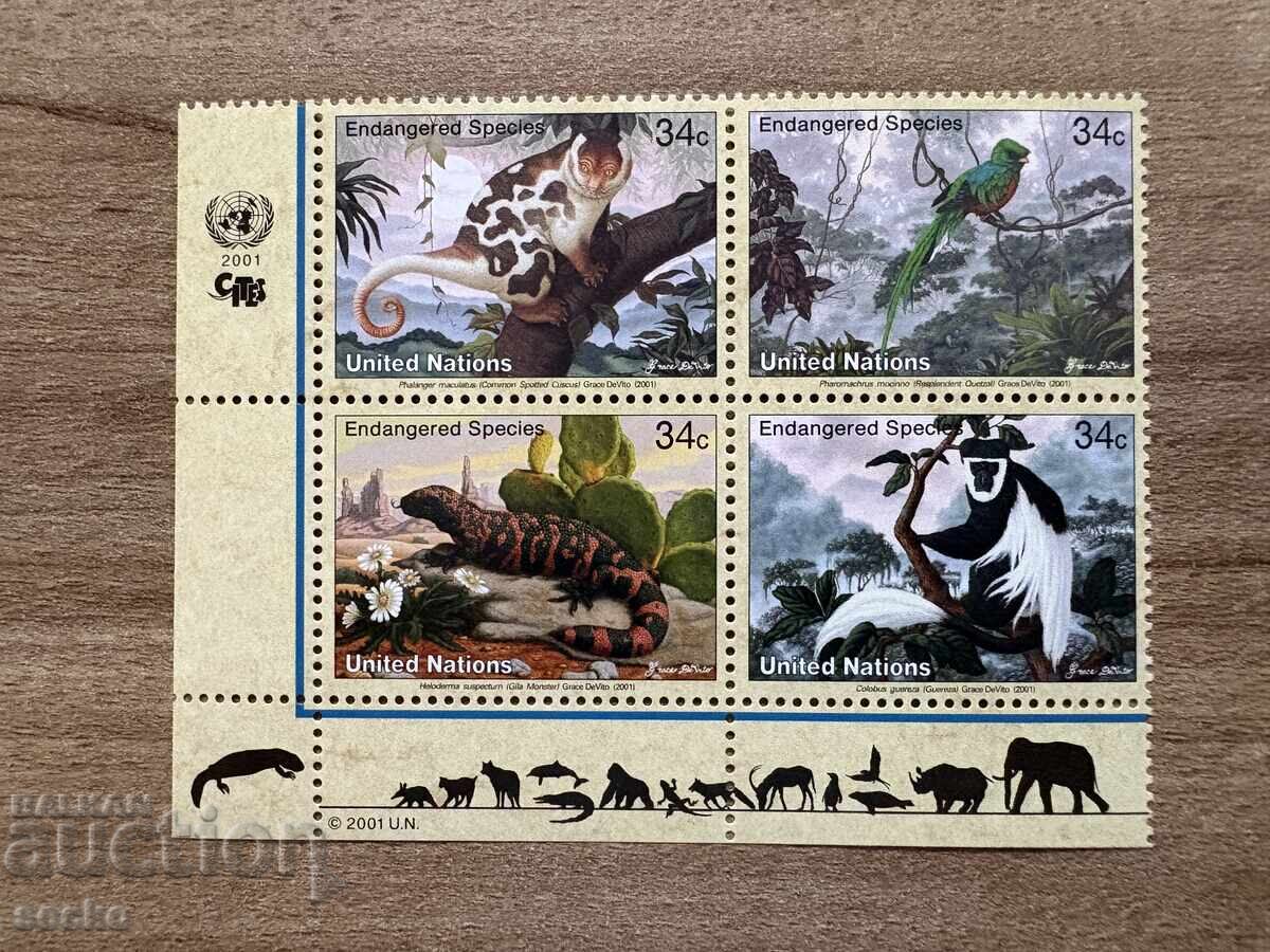 ONU New York - Animale pe cale de dispariție (2001) MNH