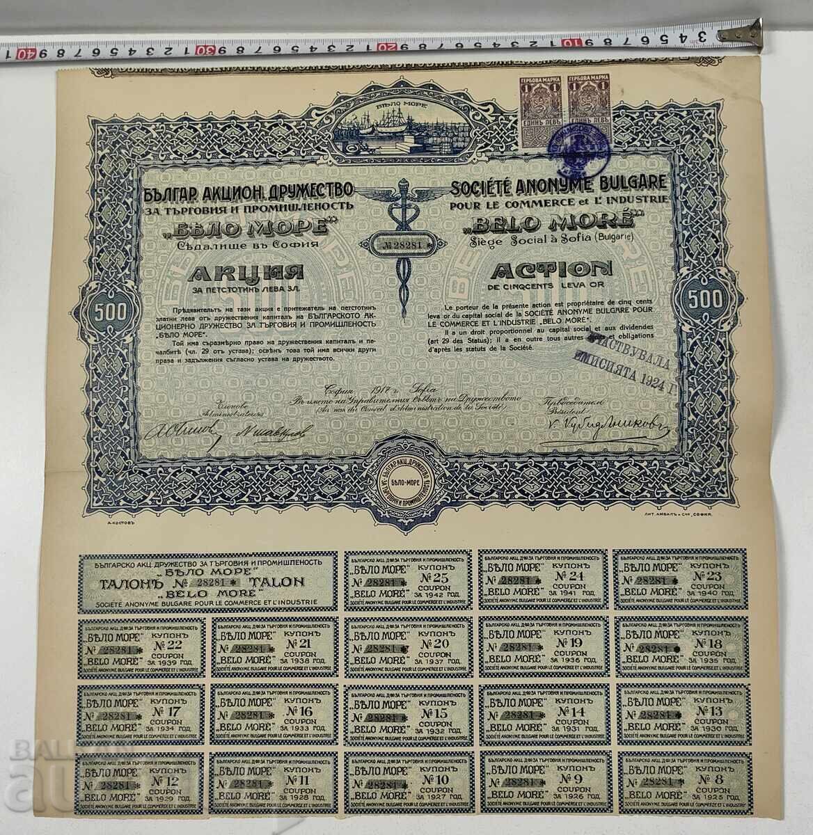 1917 MAREA ALBĂ ACȚIUNE VECHE ACȚIUNI DOCUMENT PARTE OBLIGAȚIUNE