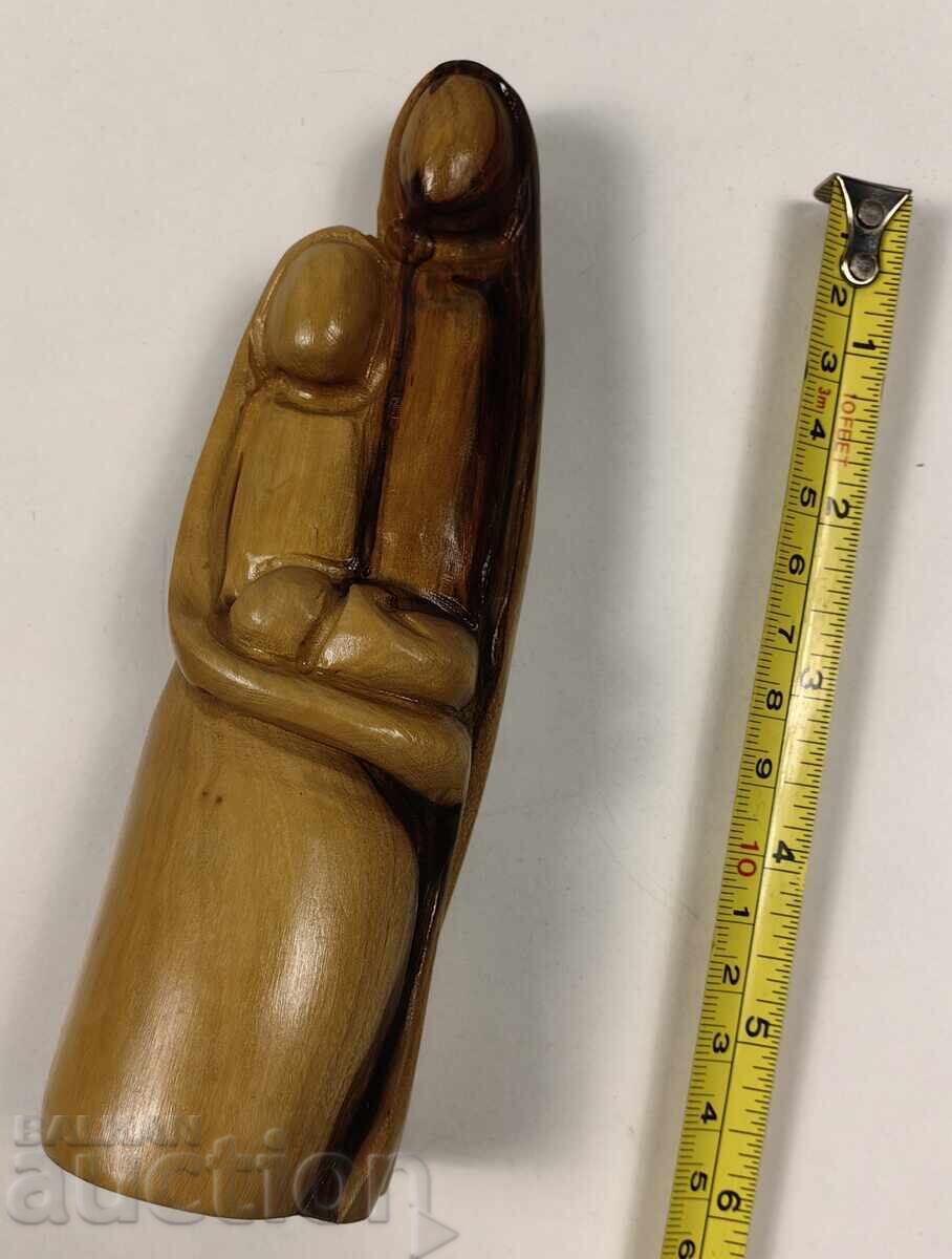 MAMA COPIL STILIZAT FIGURA DIN LEMN STATUETA SCULPA