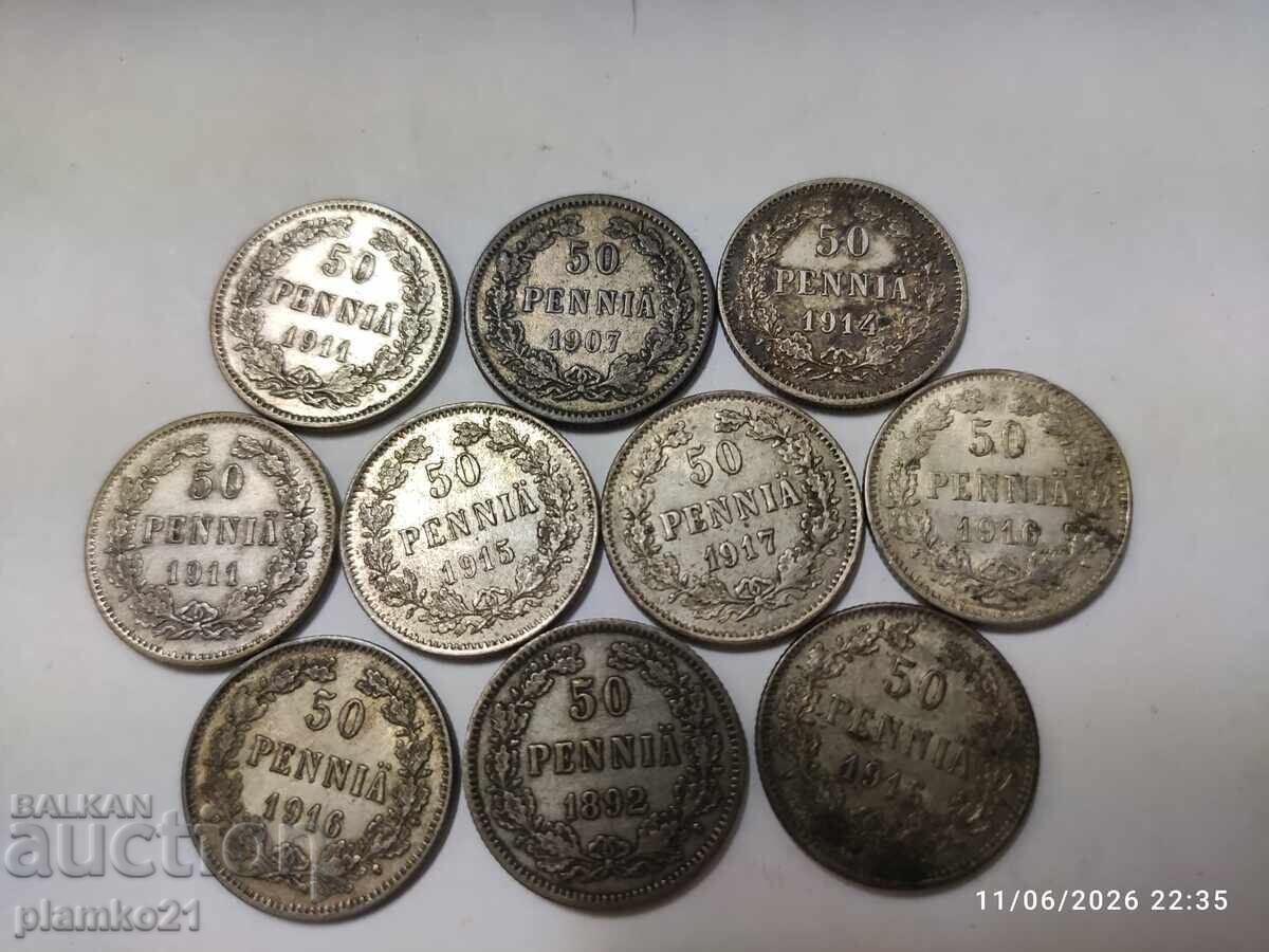 50 penniä, ani diferiți