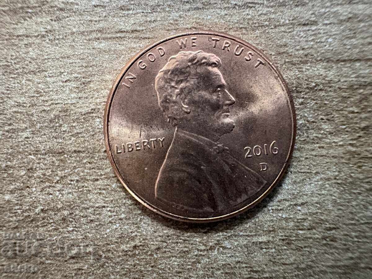 SUA - 1 cent (2016) - D cu preț € 0.10 | 0.20 BGN