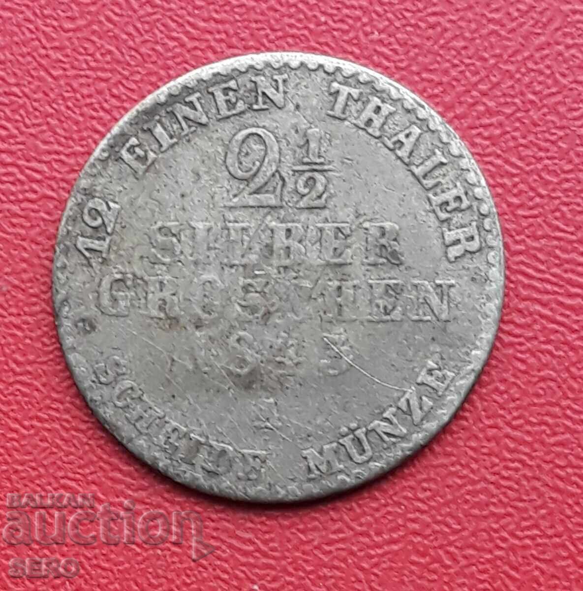 Germany-Prussia-2.5 Silver Groschen 1843 A-Berlin