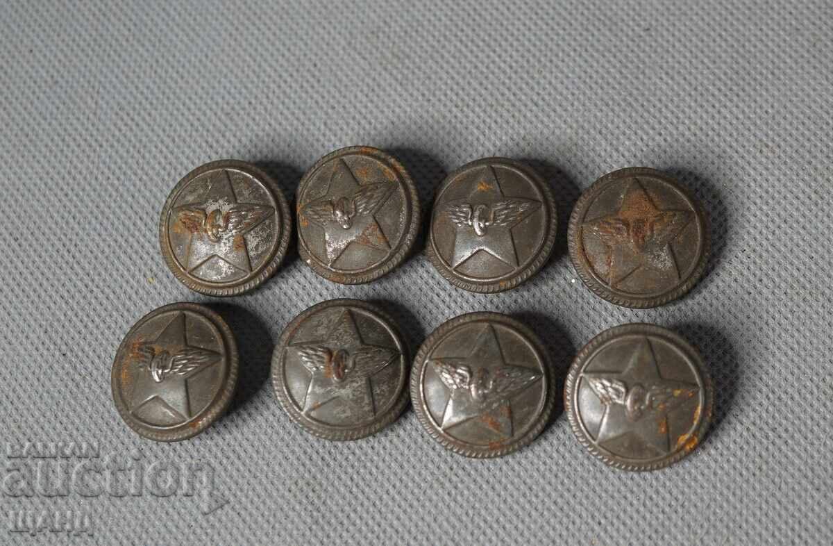Set 8 nasturi vechi de paradă uniformă CFR 22 mm Bulgaria Set 8 nasturi vechi de paradă uniformă CFR 22 mm Bulgaria