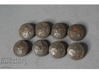 България сет  8 Стари парадни копчета БДЖ униформа 22 мм