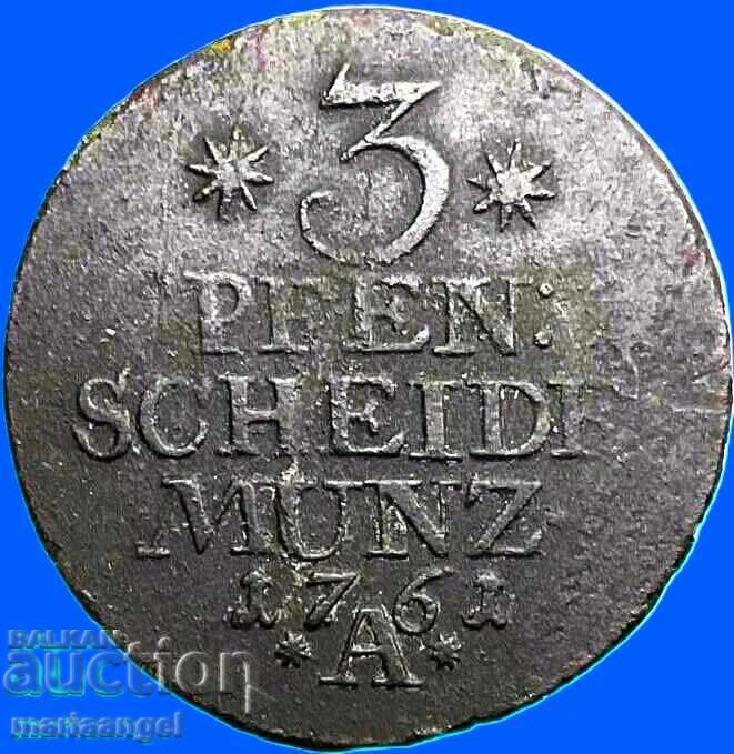 3 pfennigi 1761 Germania Prusia A - Berlin regele Friedrich II - 6