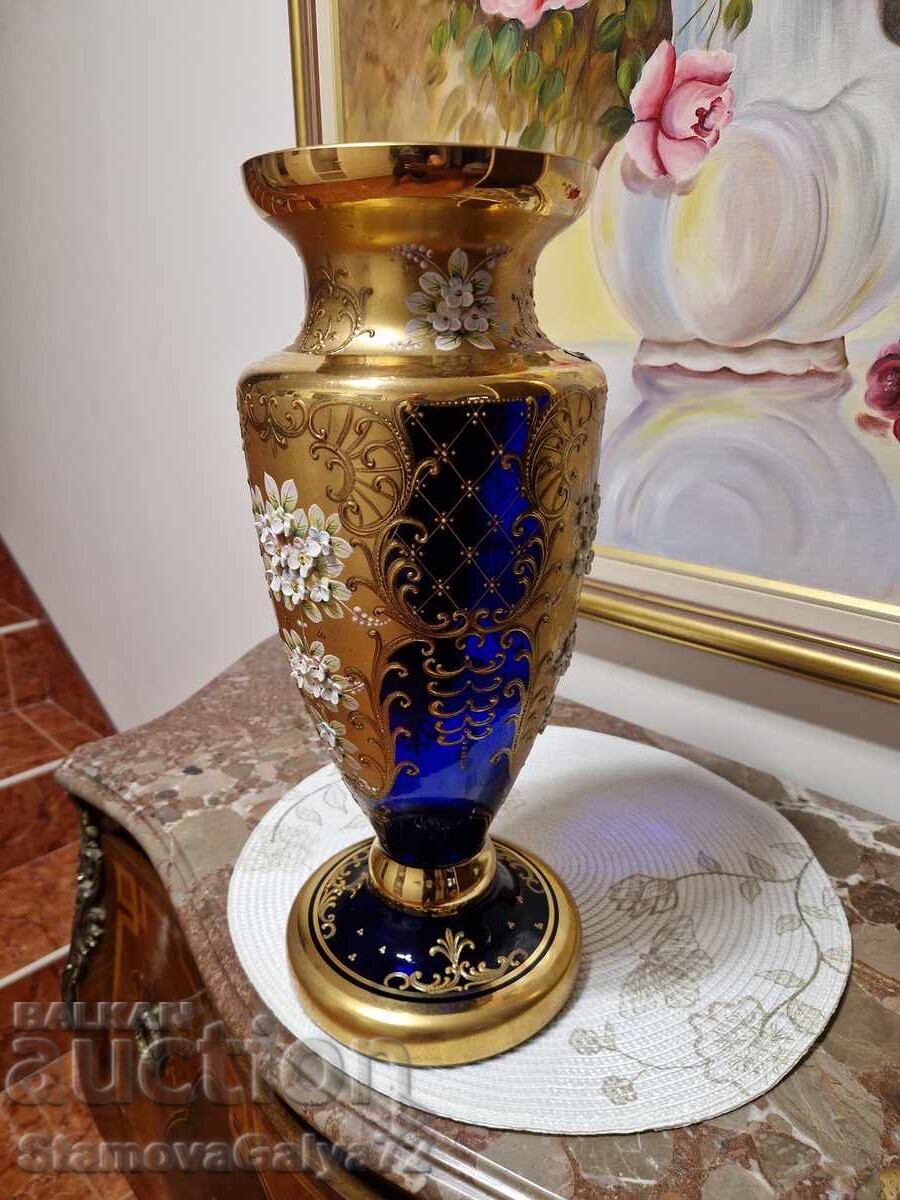Licitație Top - Vază mare unică din cristal ceh Bohemia