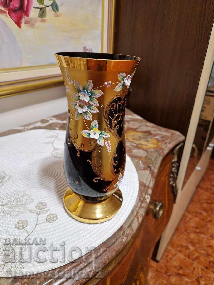 Minunată vază antică din cristal cehesc Bohemia - 7