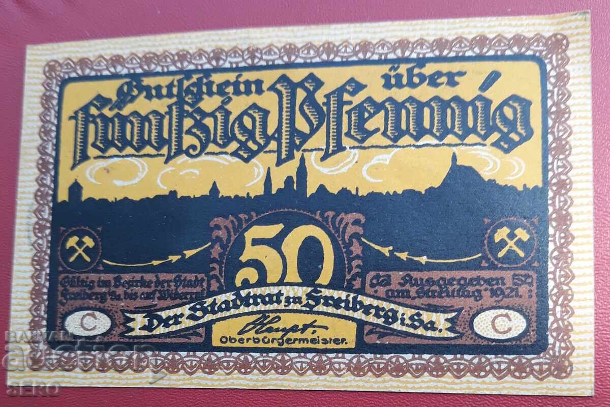 Bancnota-Germania-Saxonia-Freiberg-50 pfennig 1921 cu preț € 1.00 | 1.96 BGN