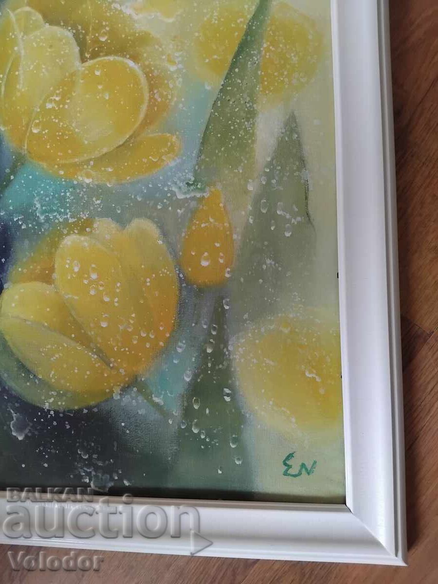 Elka Naydenov (1933-2016) "Lalele galbene" cu preț € 100.00 | 195.58 BGN Elka Naydenov (1933-2016) "Lalele galbene" cu preț € 100.00 | 195.58 BGN