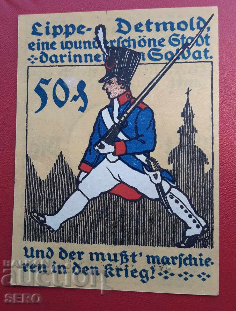 Bancnota-Germania-S.Rhein-Westphalia-Detmold-50 pfennig 1920