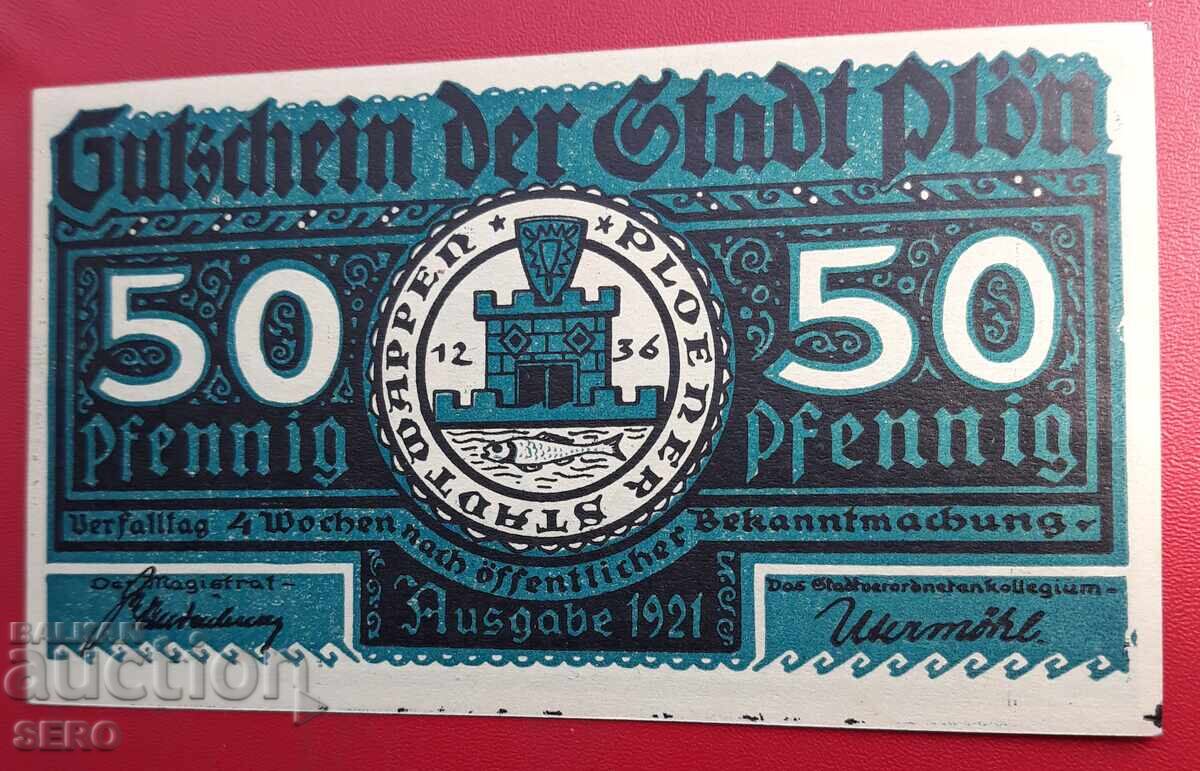 Bancnotă-Germania-Schleswig-Holstein-Plön-50 pfennig 1921 cu preț € 1.00 | 1.96 BGN
