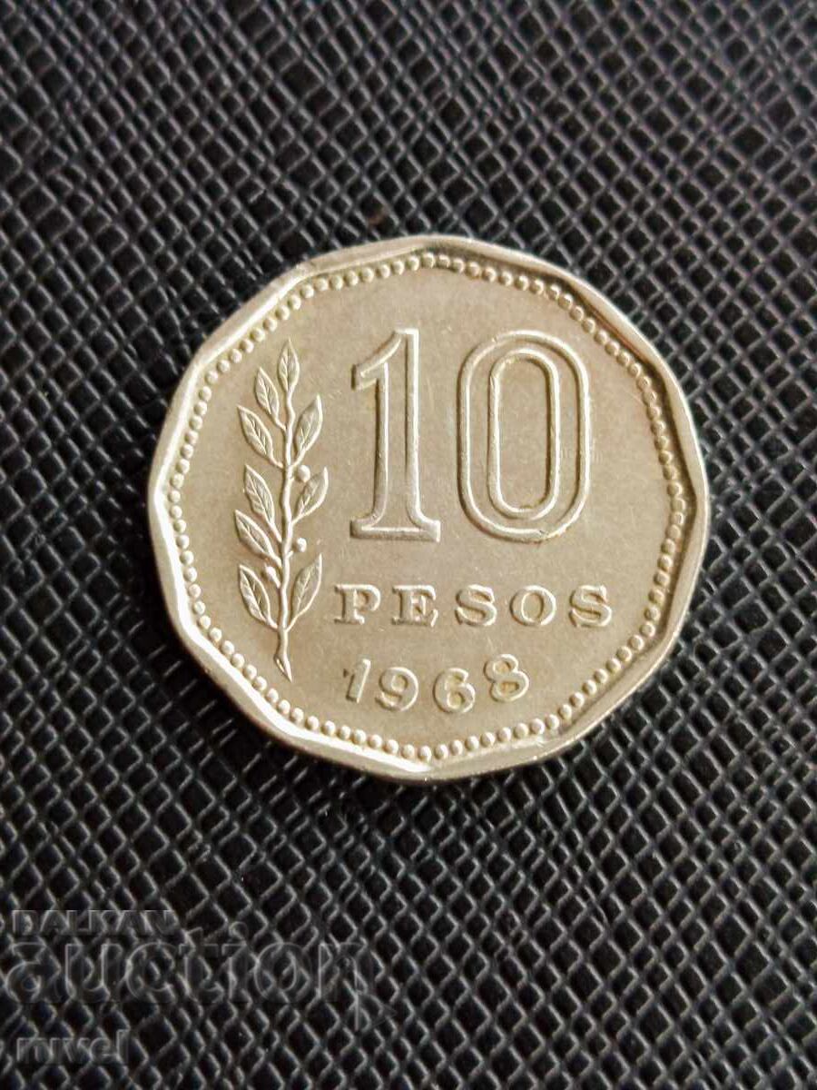 Argentina 10 pesos, 1968 Argentina 10 pesos, 1968